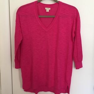 J.Crew S pink 3/4 sleeve v-neck sweater